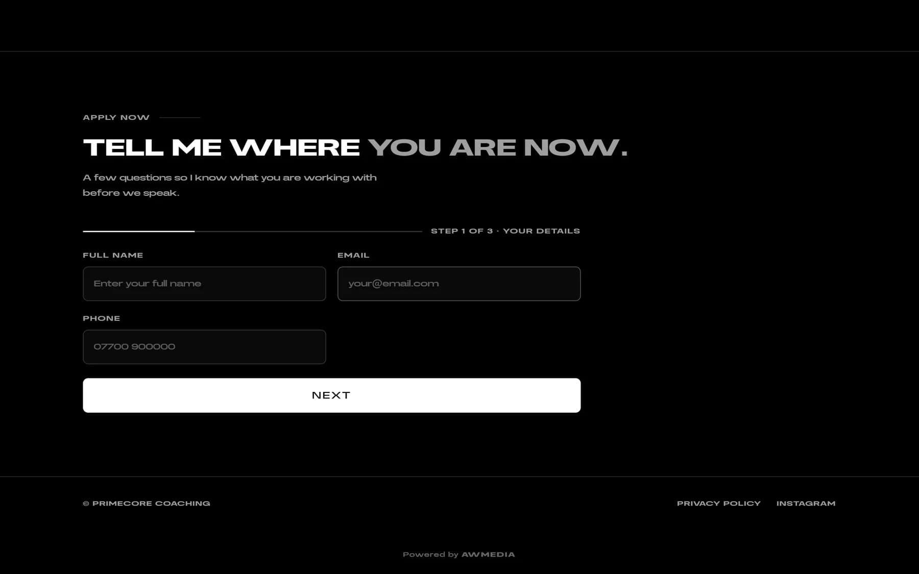 PrimeCore Coaching screen 4