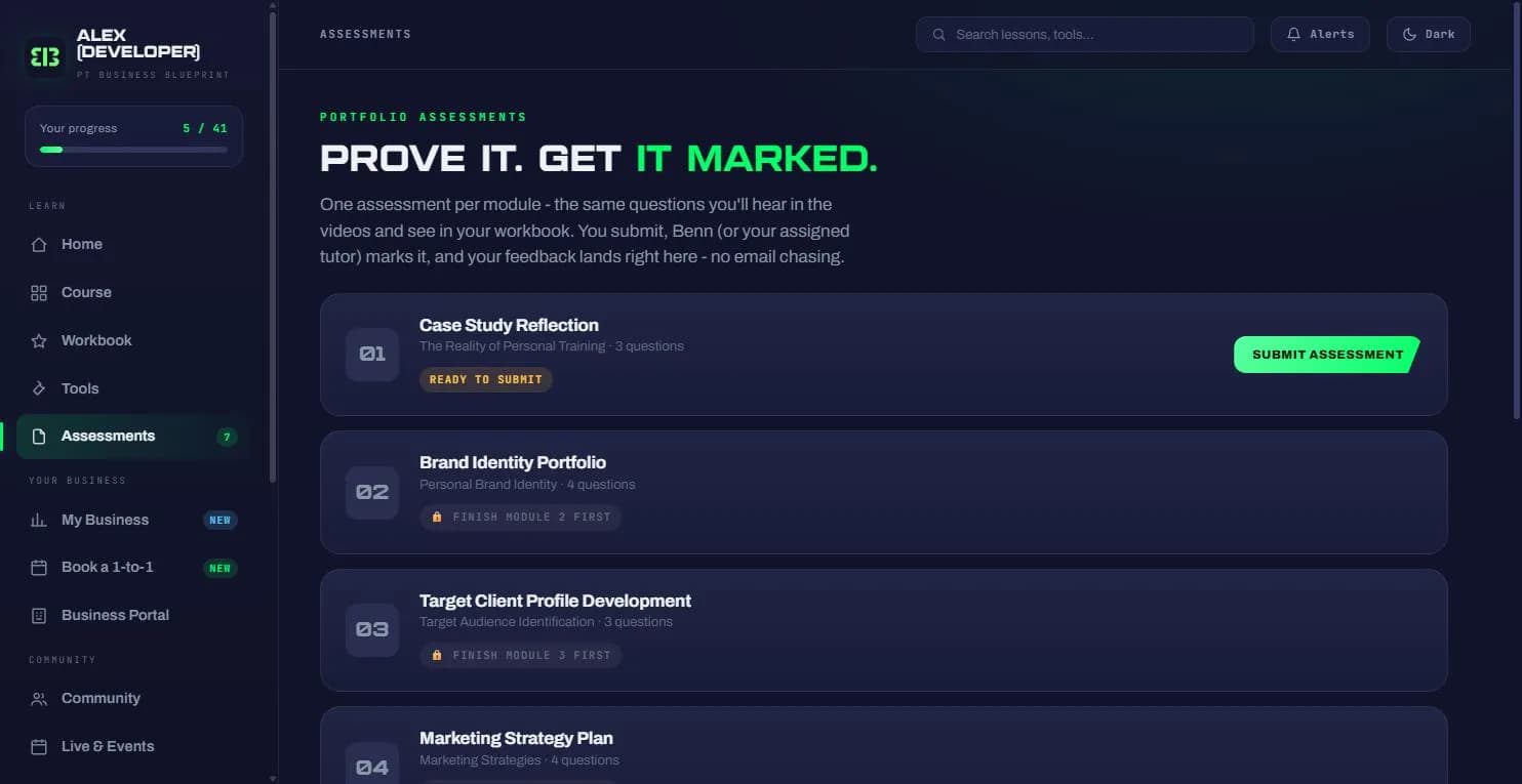 The PT Business Blueprint screen 7