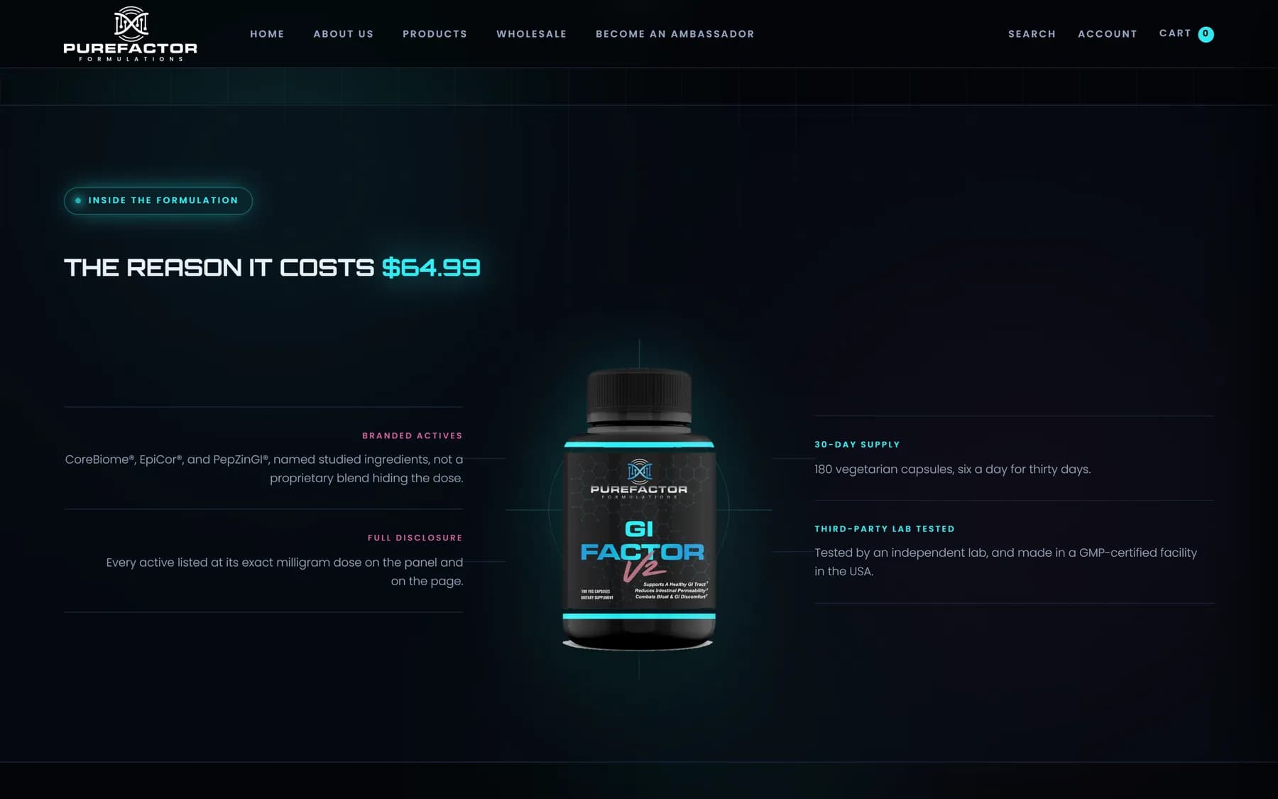 Purefactor Formulations screen 4