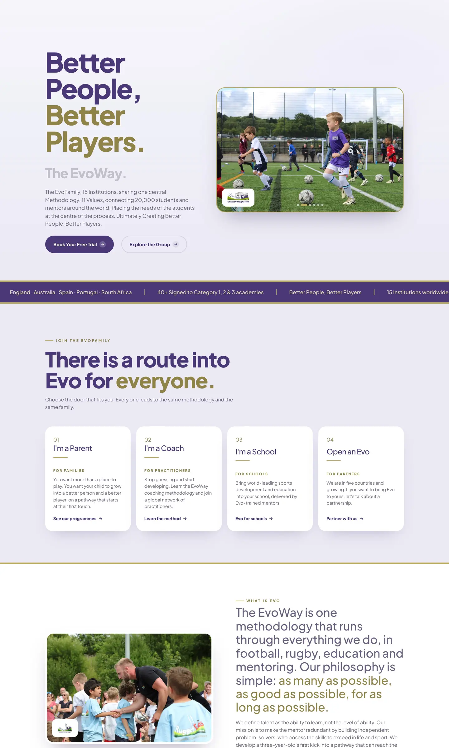 The EvoWay, recent AW Media work, scrolling through a browser frame.