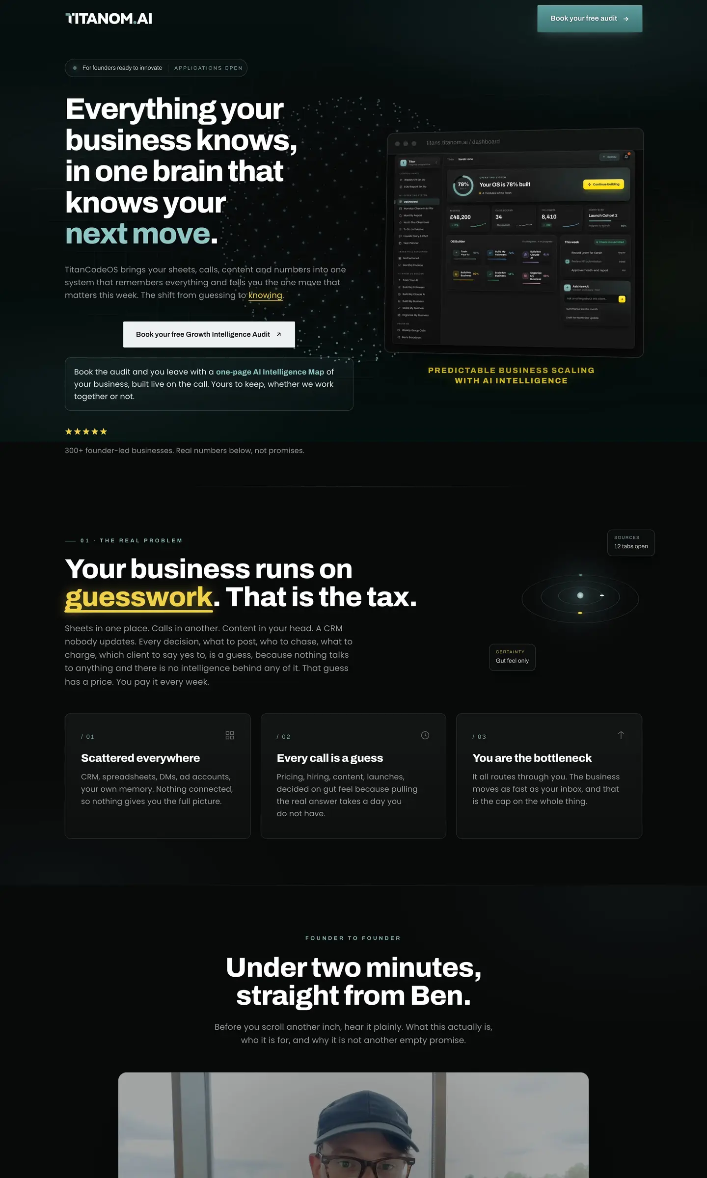 Titanom.AI, recent AW Media work, scrolling through a browser frame.