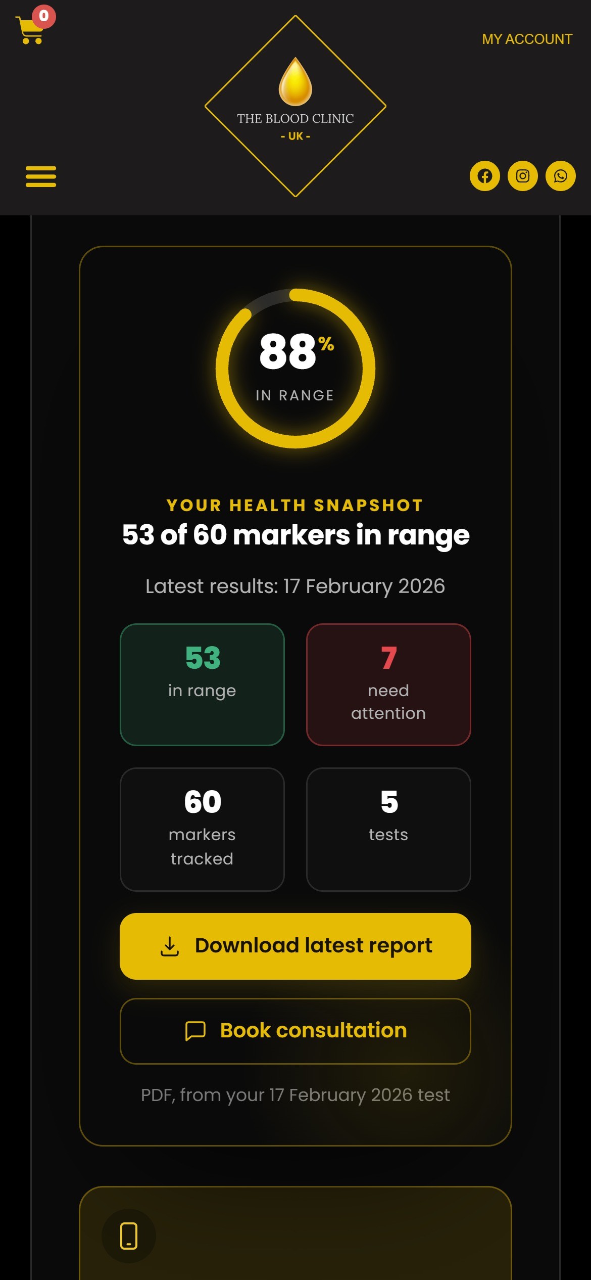 The Blood Clinic UK website on a phone