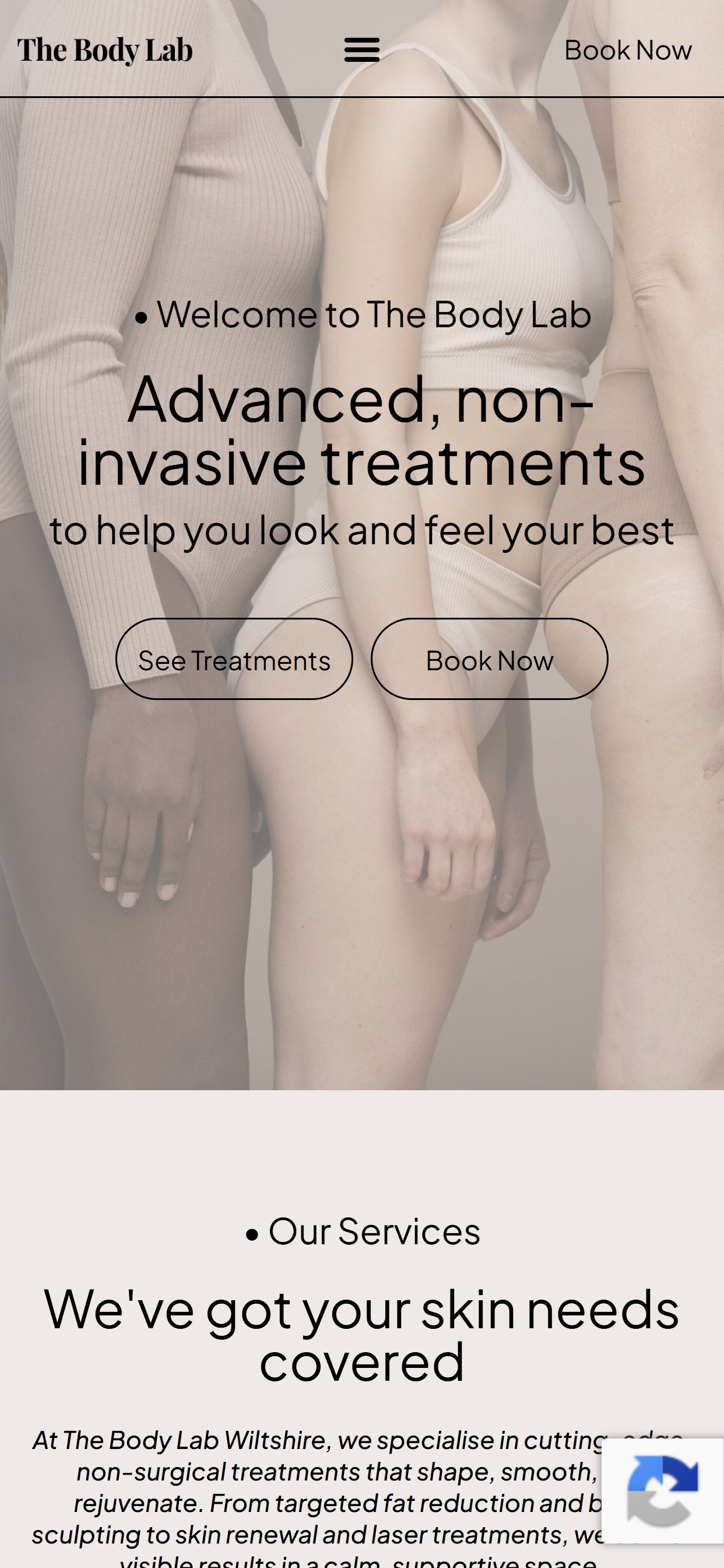 The Body Lab website on a phone