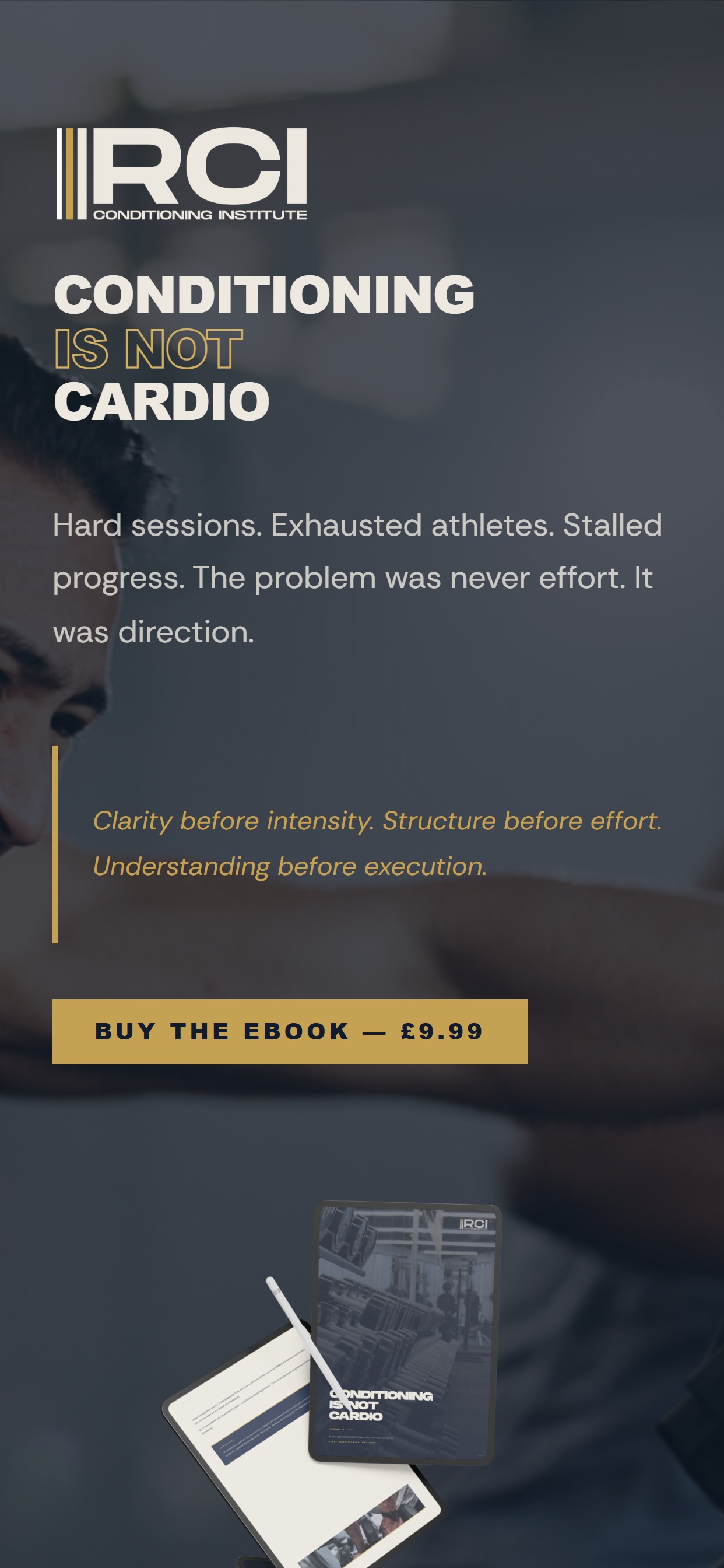 Reeve Conditioning Institute website on a phone