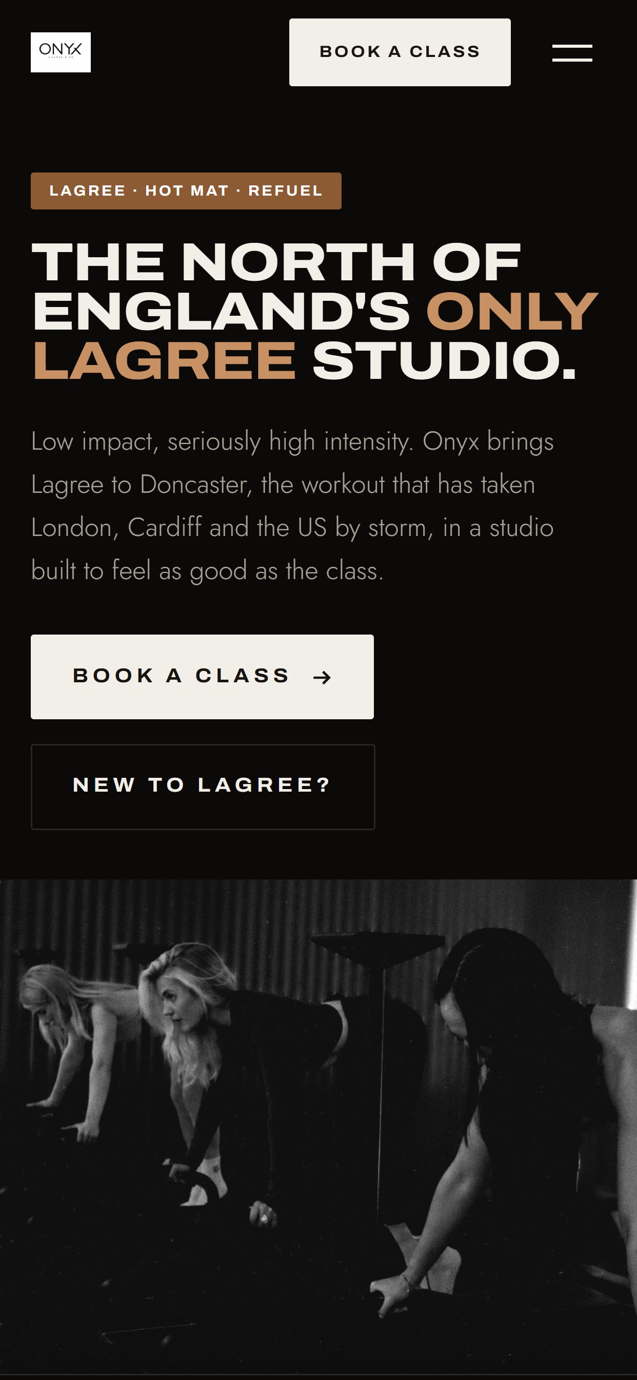 Onyx Lagree and Co website on a phone