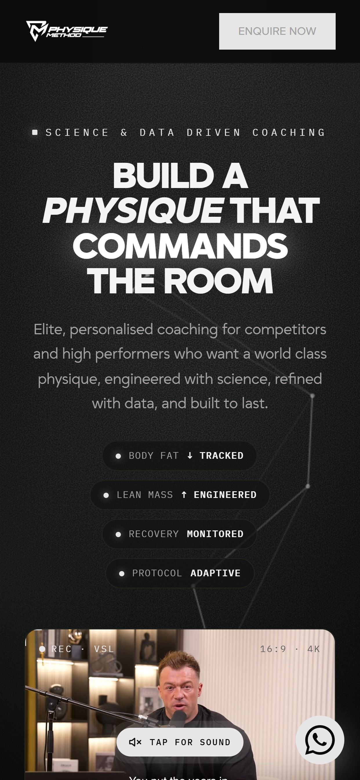 Physique Method website on a phone