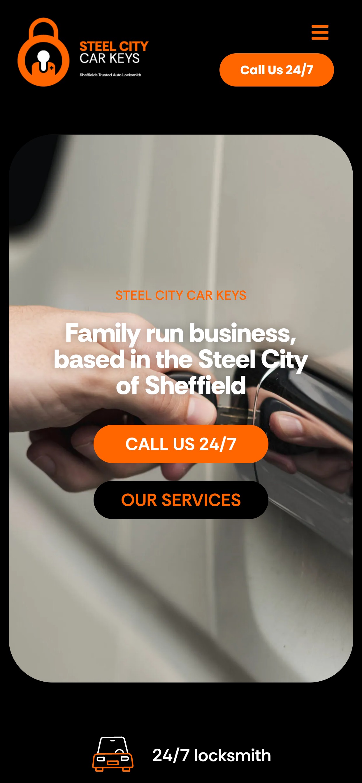 Steel City Car Keys website on a phone