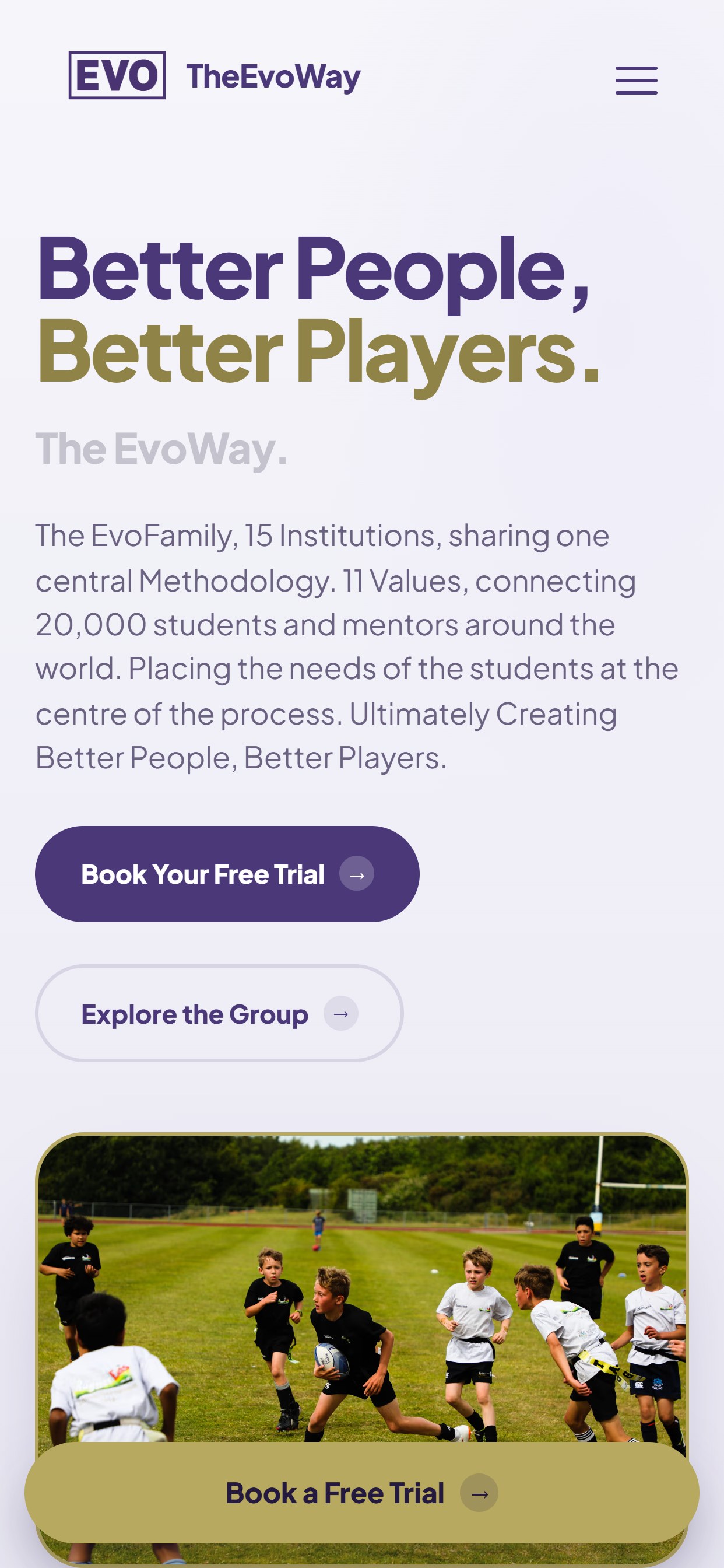 The EvoWay website on a phone