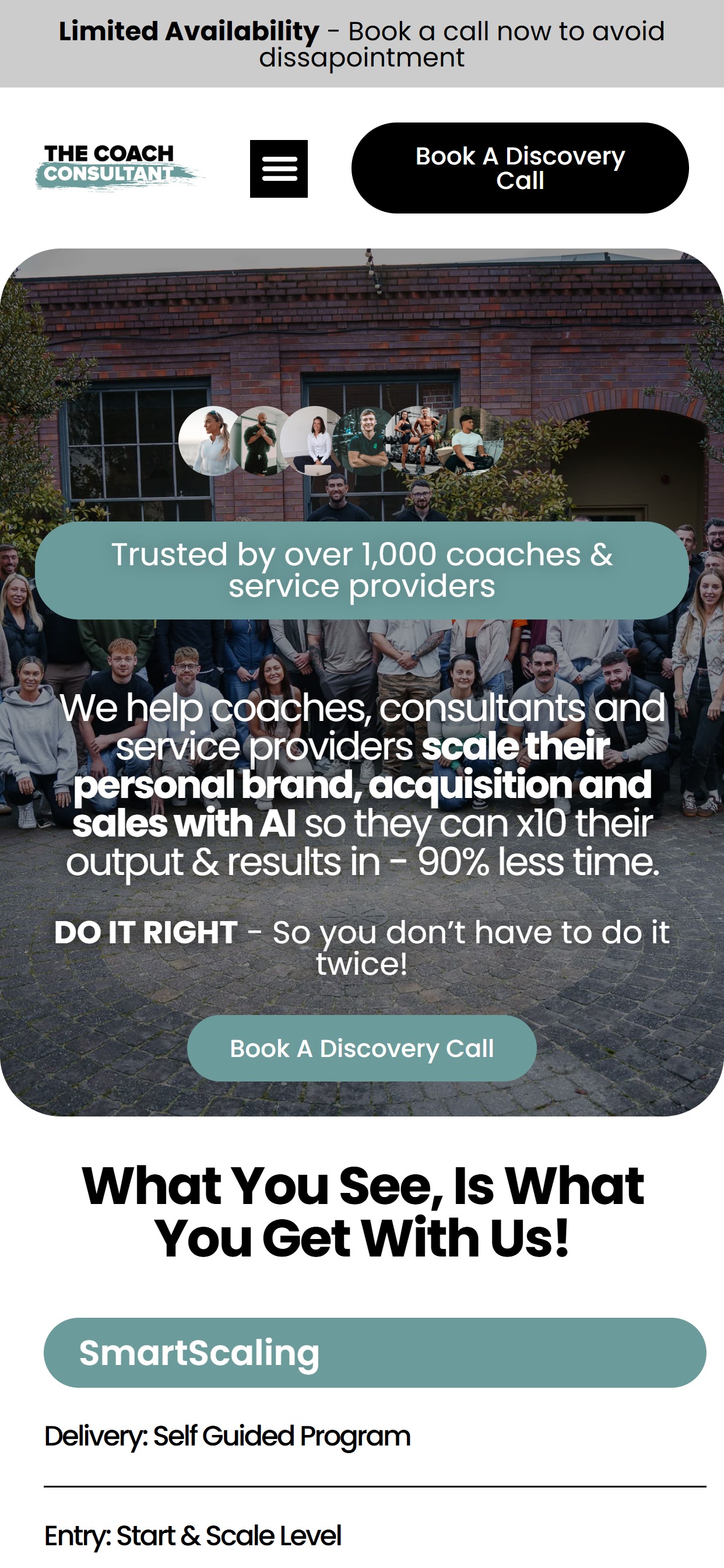 The Coach Consultant website on a phone