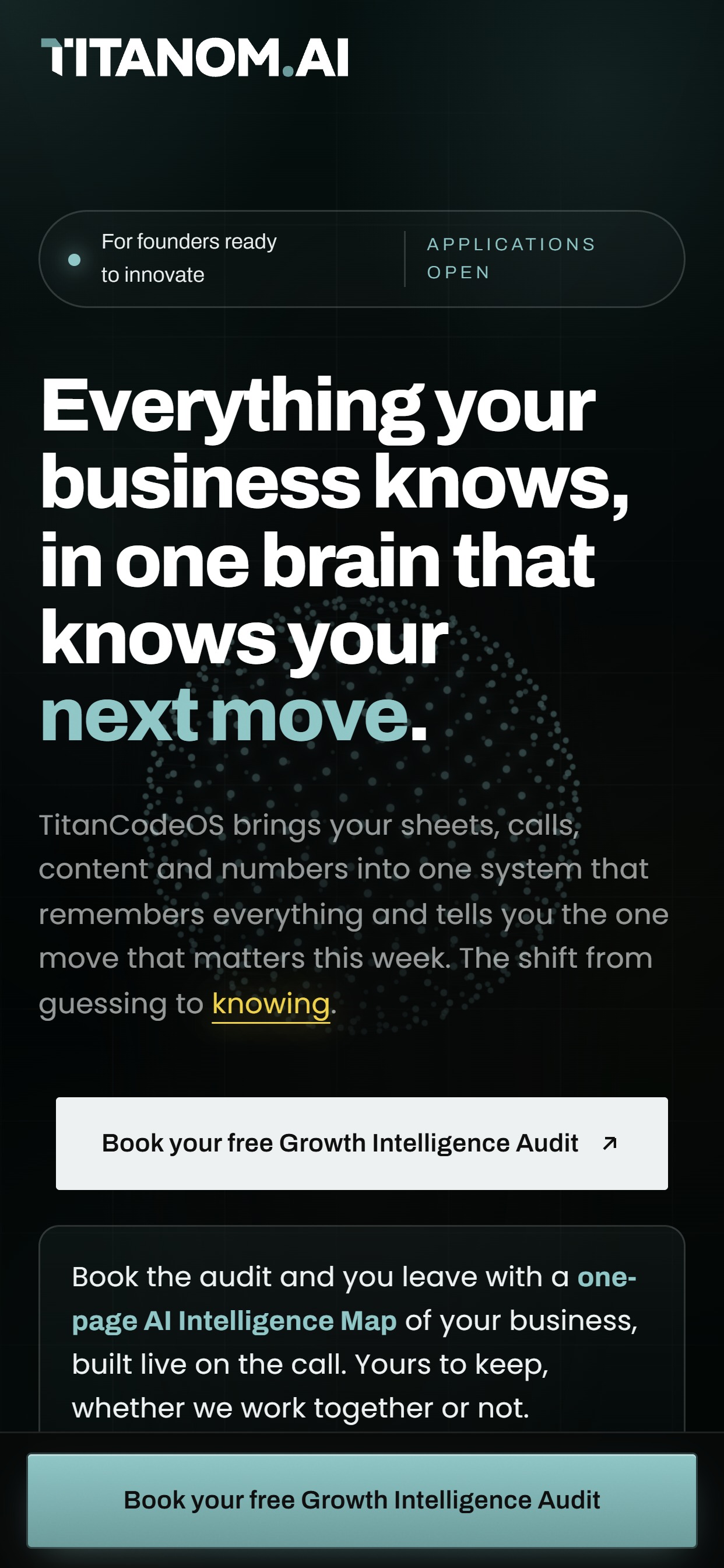 Titanom.AI website on a phone