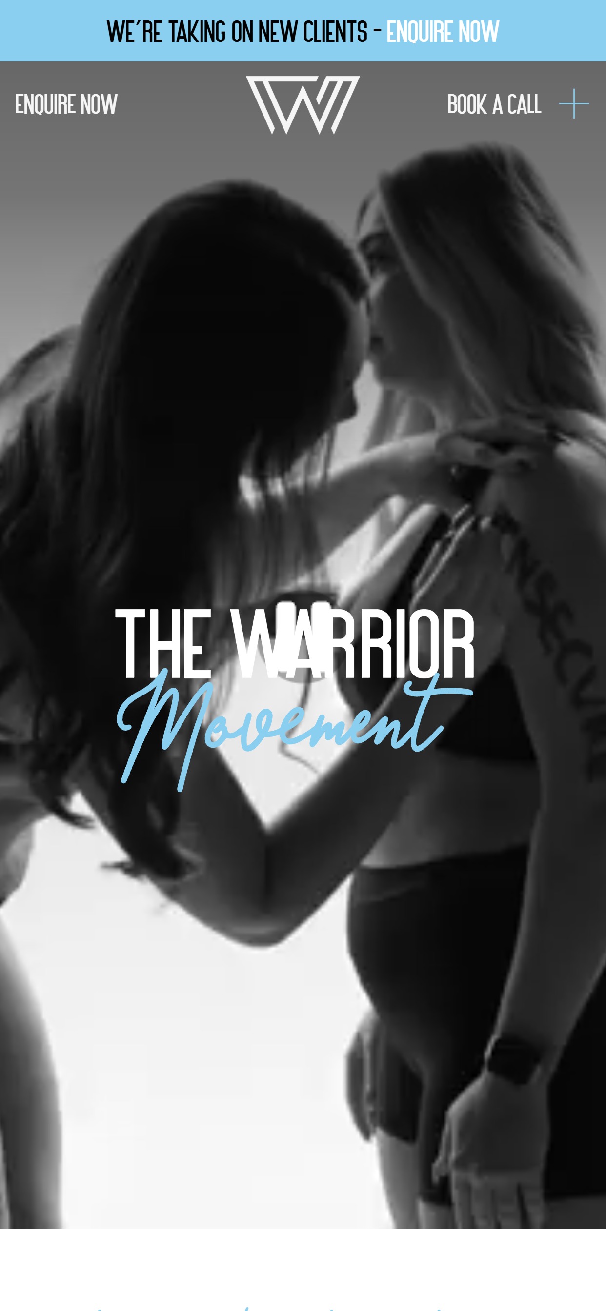 The Warrior Movement website on a phone
