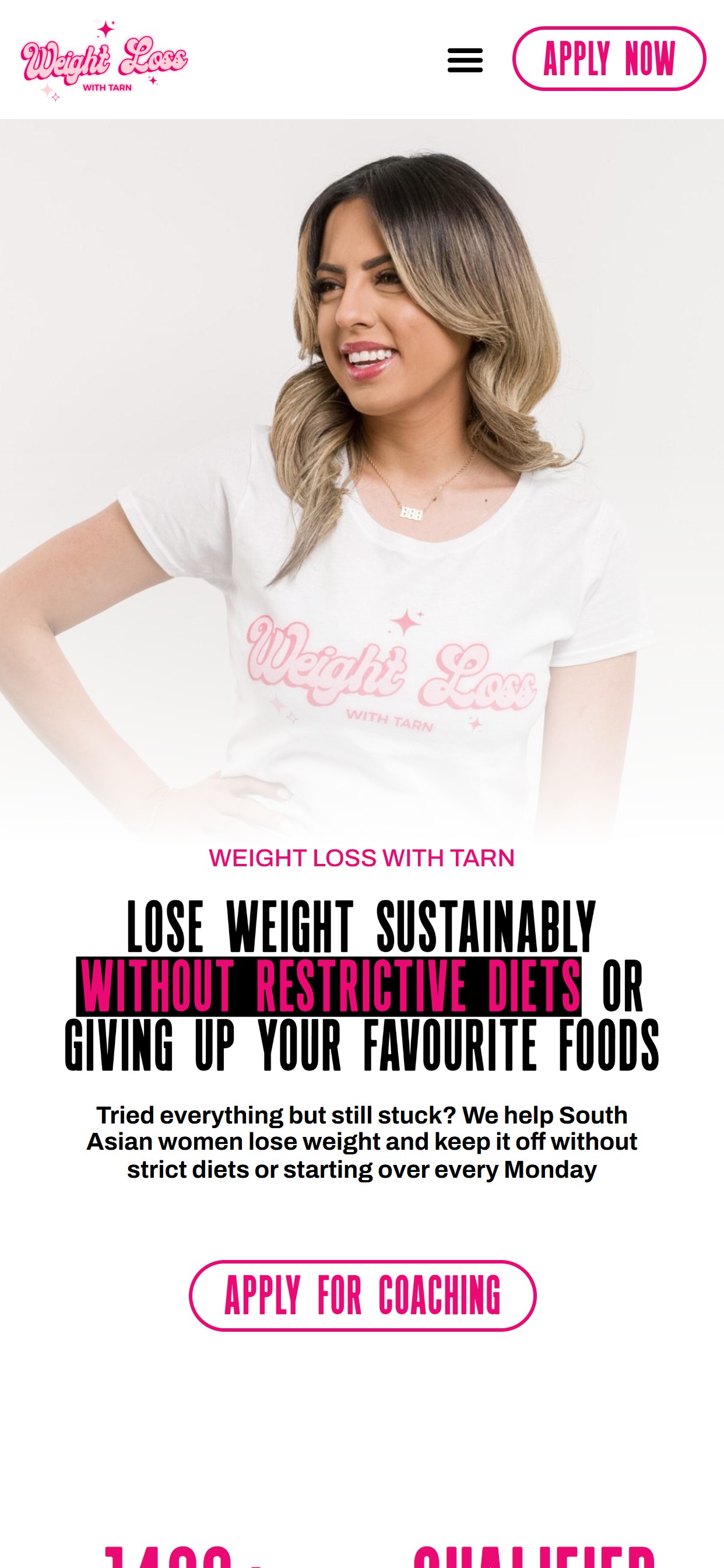 Weight Loss With Tarn website on a phone
